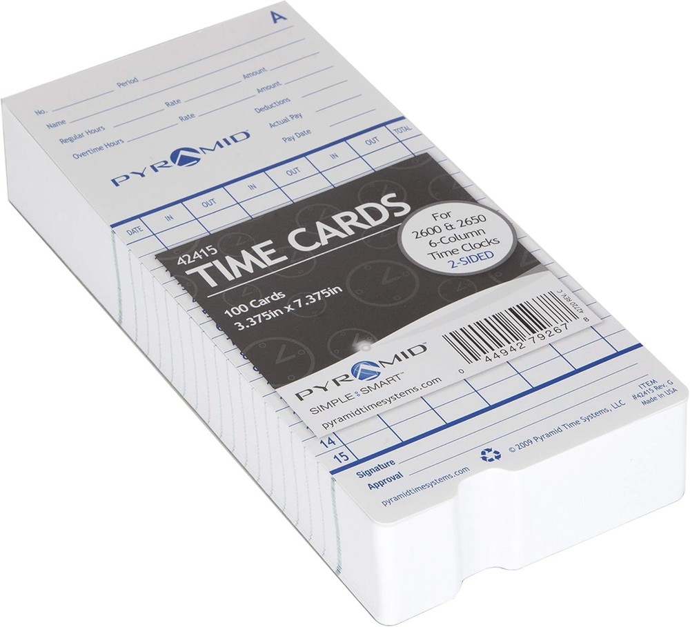 Pyramid Time Systems Authentic Time Cards 3.38x7.44 Inch