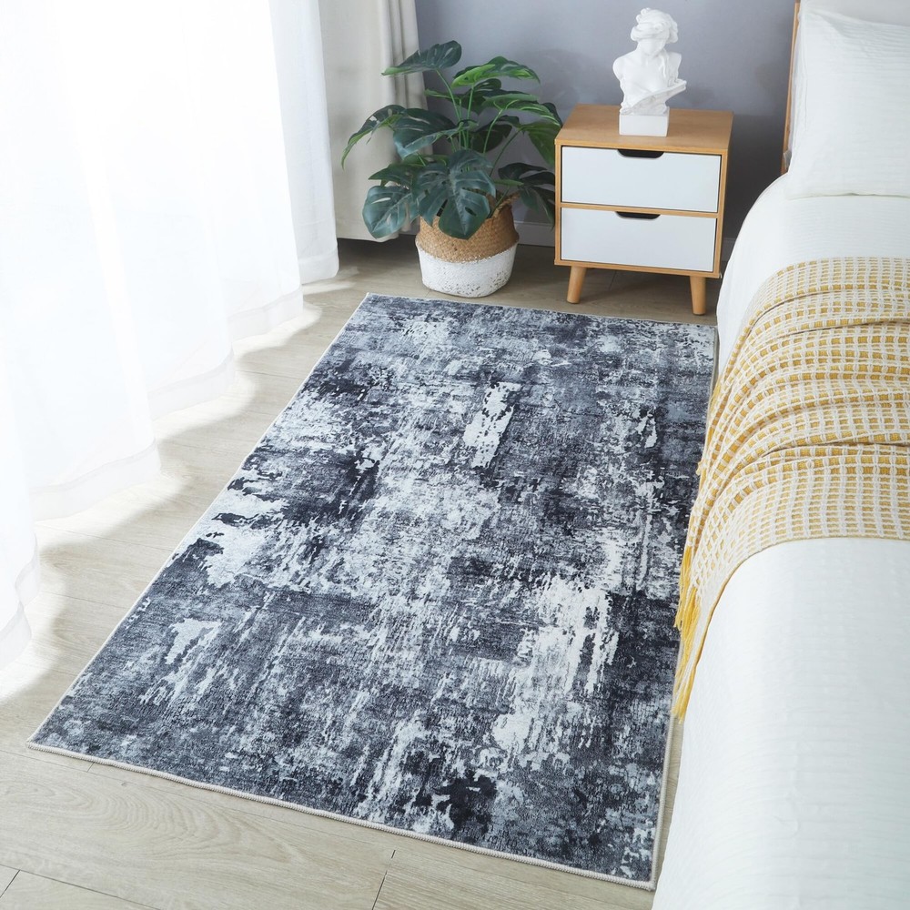 Rugcomf 3x5 Washable Boho Soft Area Rug - Abstract Pattern, Non-Slip, Non-She...