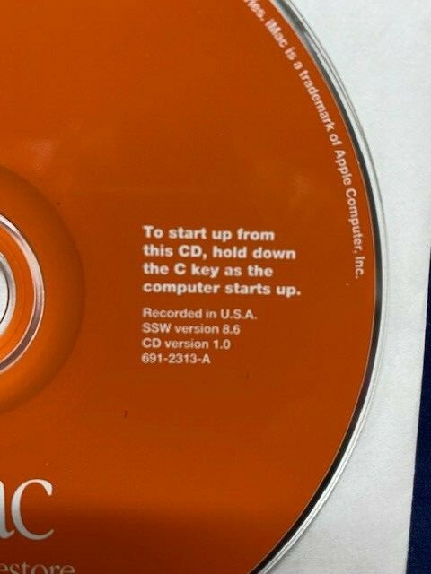 1999 iMac System Software Restore Install SSW Version 8.6 CD Version 1.0
