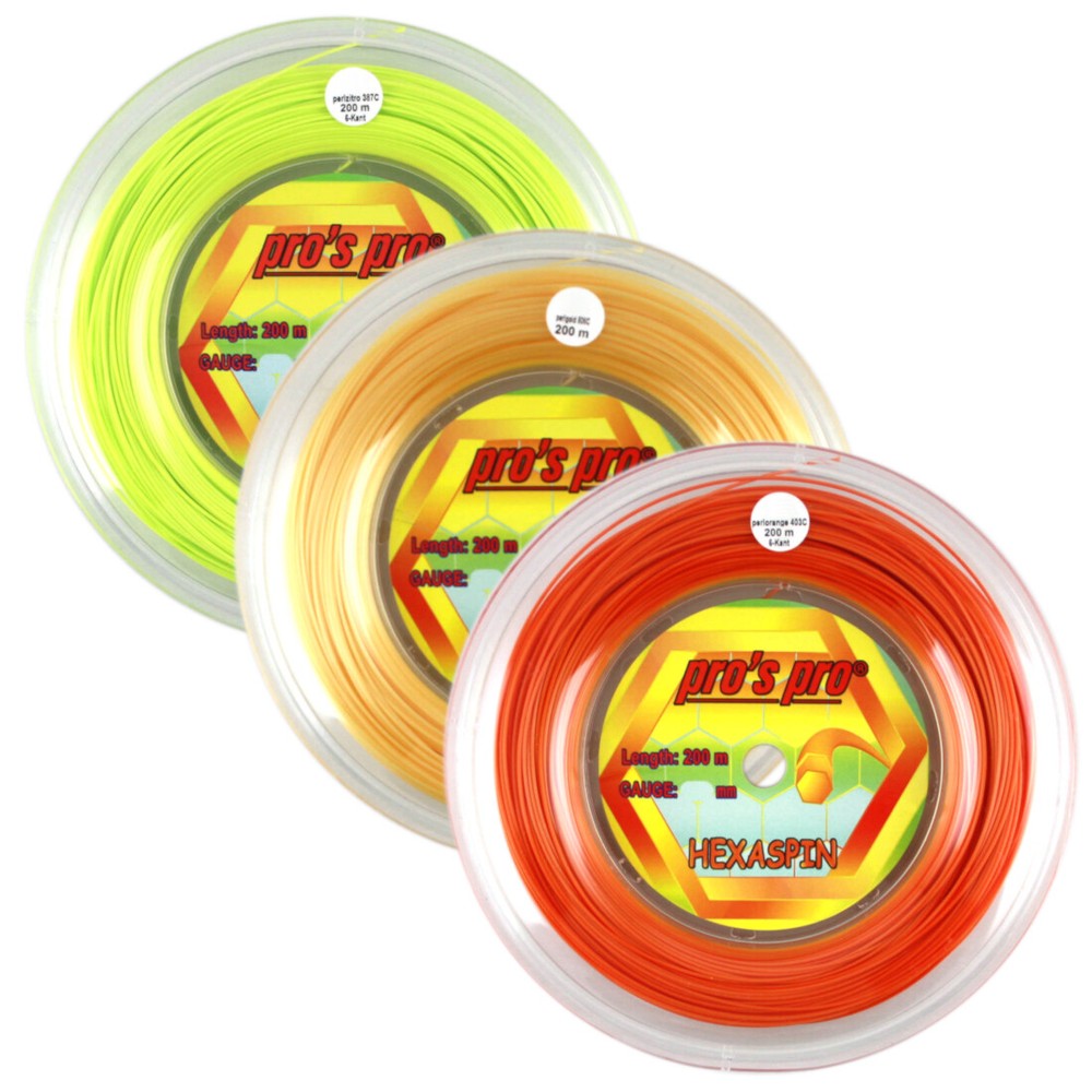 Pro's Pro Hexaspin Tennis Racket String - 200m Reel - Assorted - Made in Germany