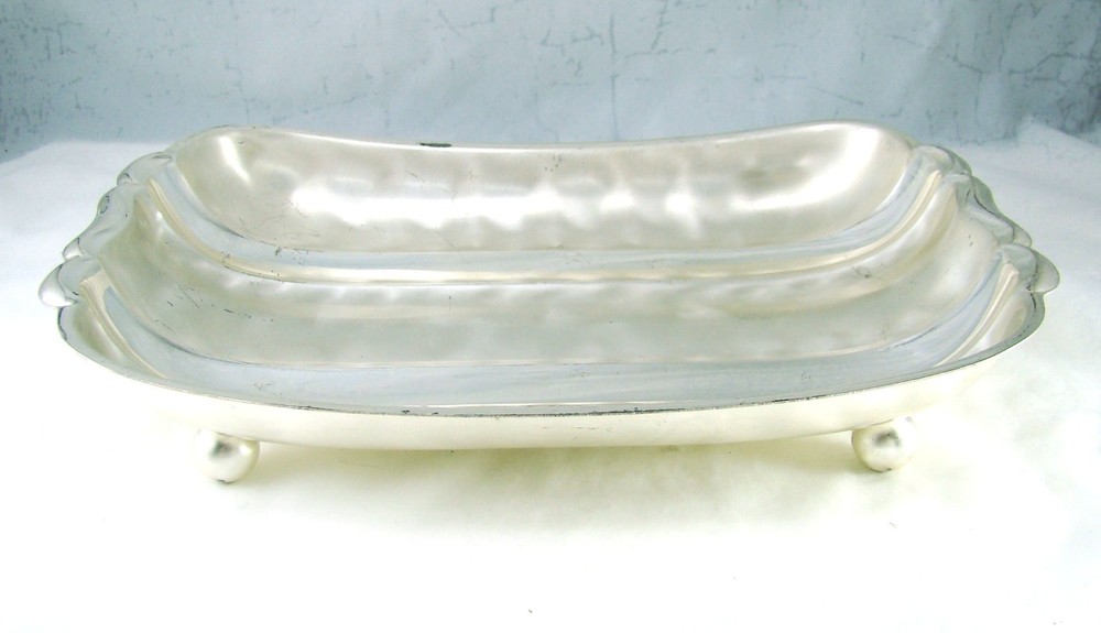 WMF E P Brass IKORA Silverplate Germany Footed Bowl Dish Length 12"