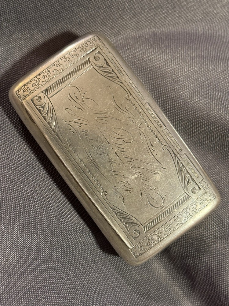Antique Victorian 800 Silver Snuff Box Dated 1874