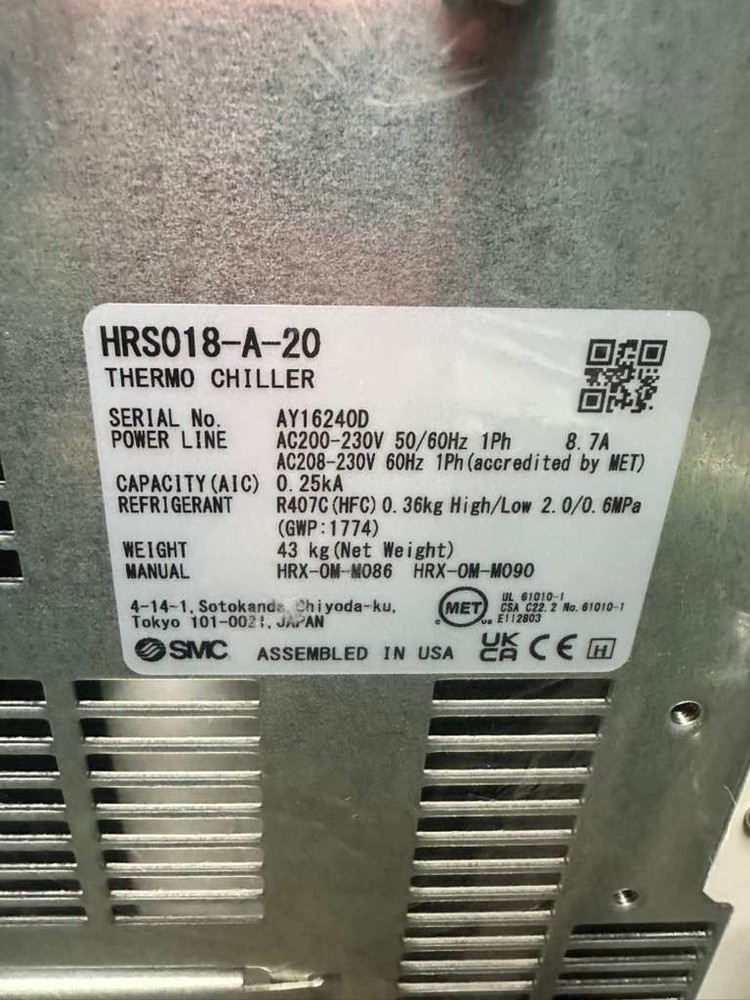 SMC HRS018-A-20 Thermo Chiller