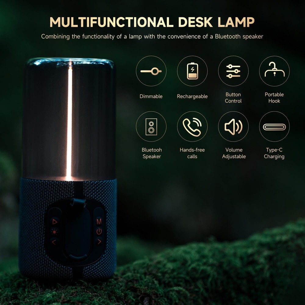 AUGE LIGHT Bluetooth Speaker Lamp, Wireless Small, Gray