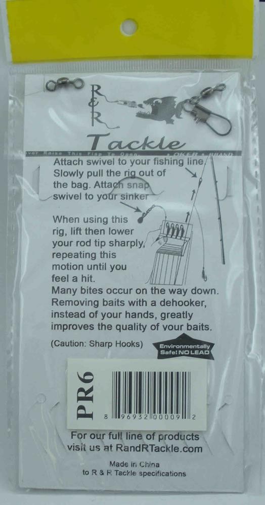 R & R Tackle PR-6 Sabiki Rig Fish Skin with Red Heads