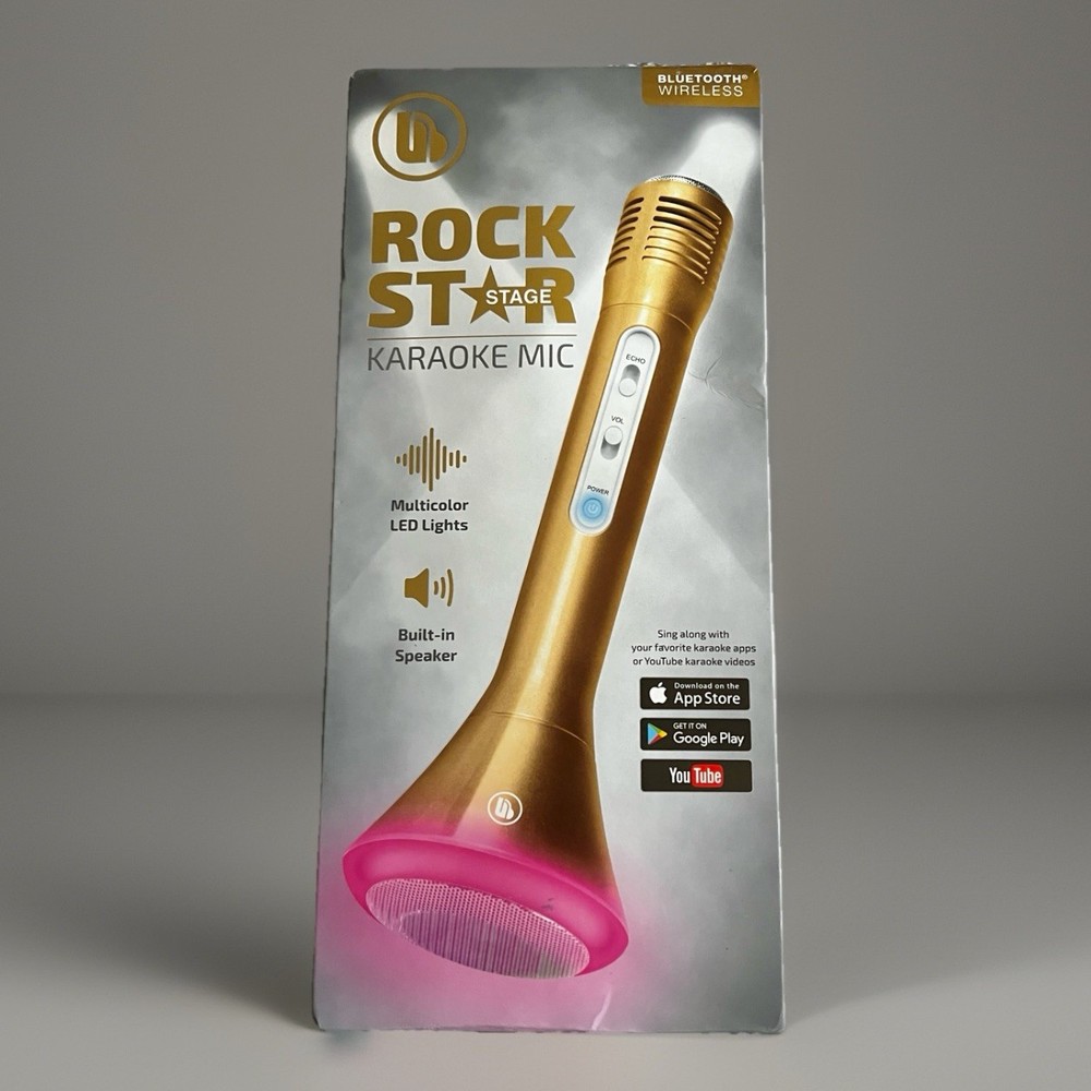 ROCK STAR STAGE KARAOKE MIC. Bluetooth ~ Echo Control ~ L.E.D Lights (read)
