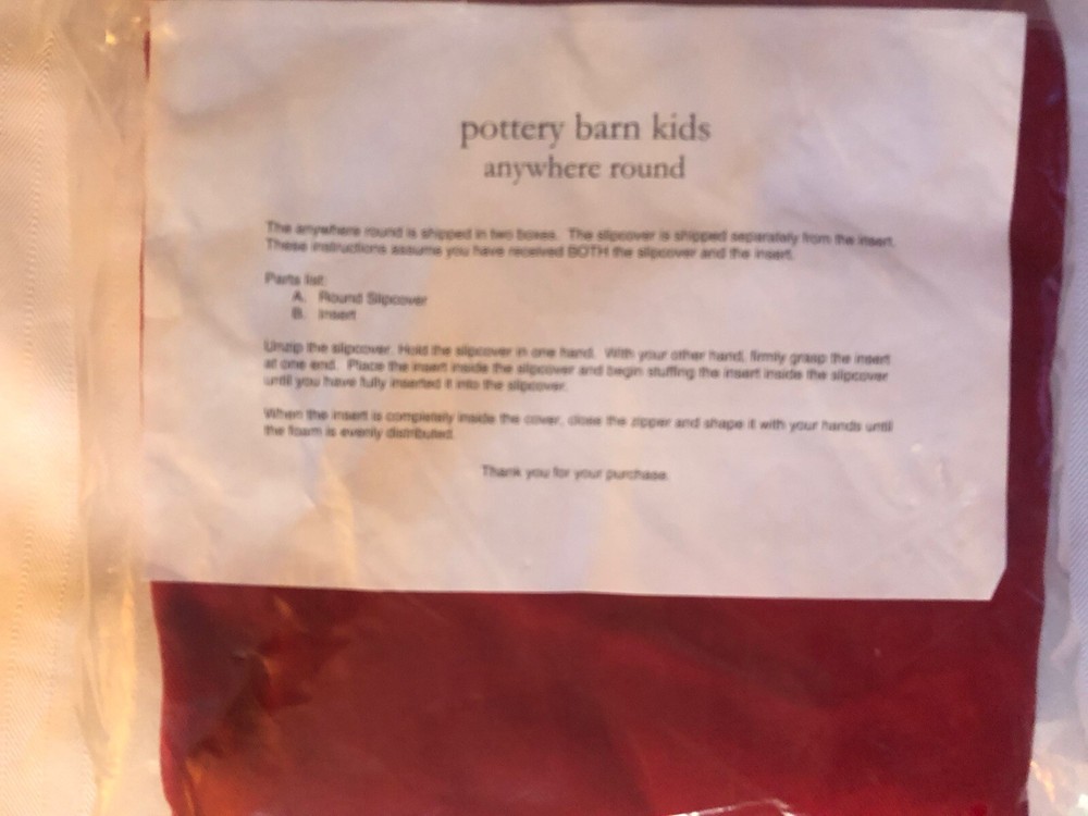 Pottery Barn Kids Anywhere Round Red Twill Slipcover 34” Diameter 14.5” Tall