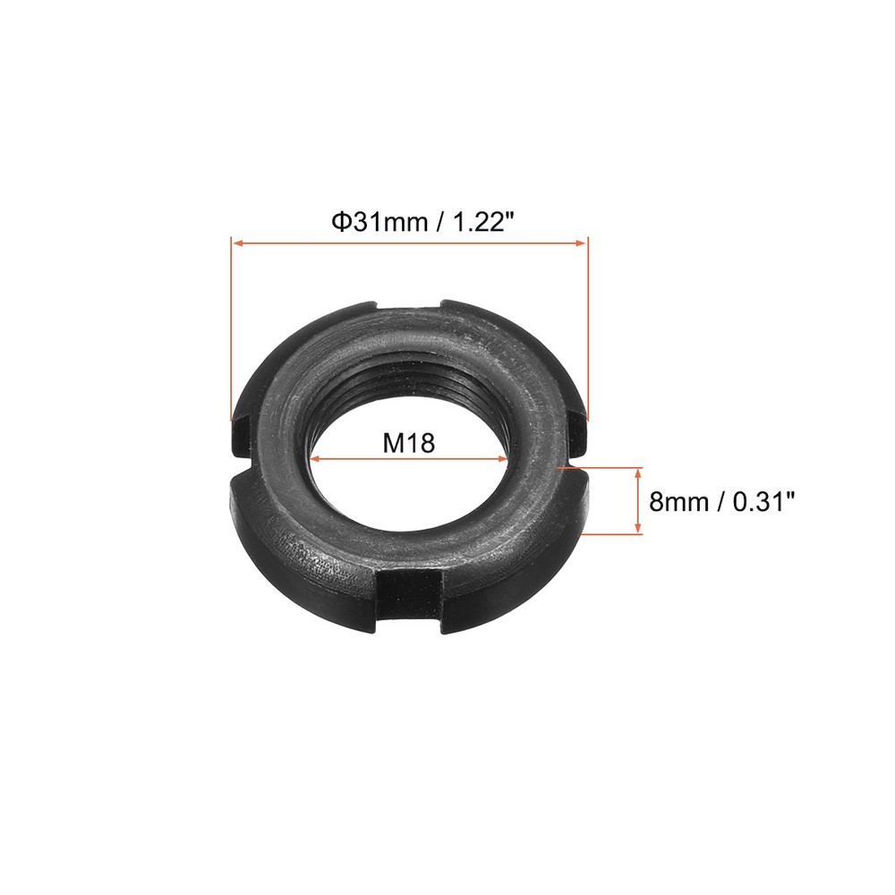 M18x1.5mm Fixing Four Slots Grooved Round Nut, 4pcs