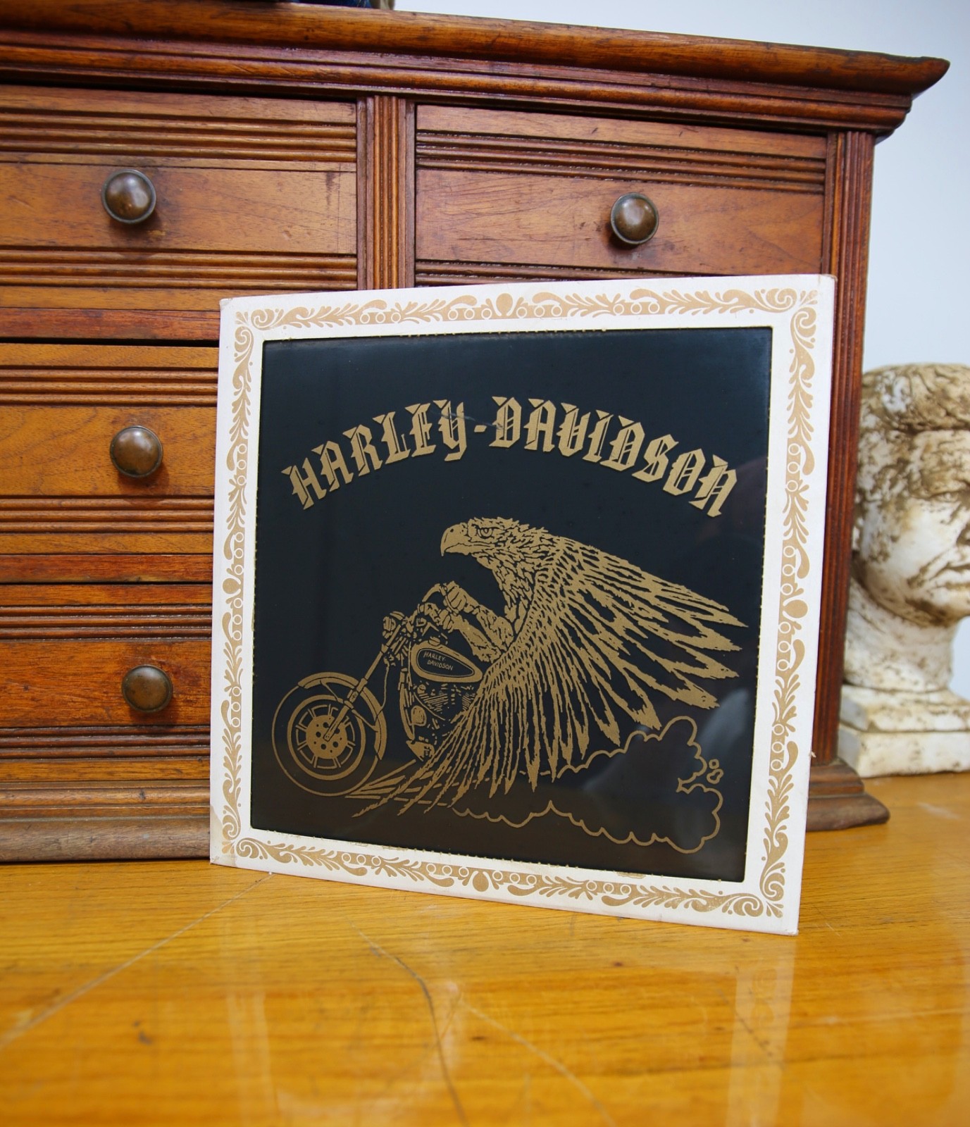 Vintage Harley Davidson Motorcycle Carnival Bar Sign Mirror Eagle easy rider