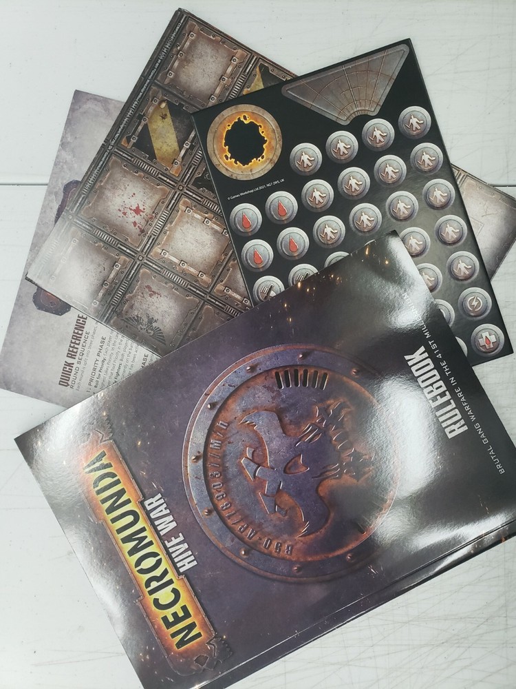 Necromunda Hive War Rulebook,  tokens, playmat  and Quick Reference Sheets, 40K