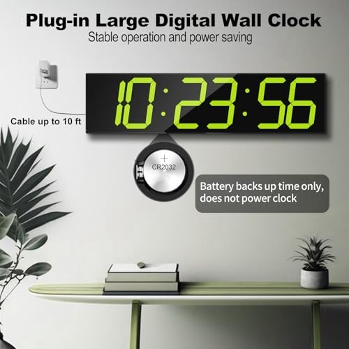 Digital Wall Clock, Oversize Digital Clock with Auto Dimmer, Huge Yellow