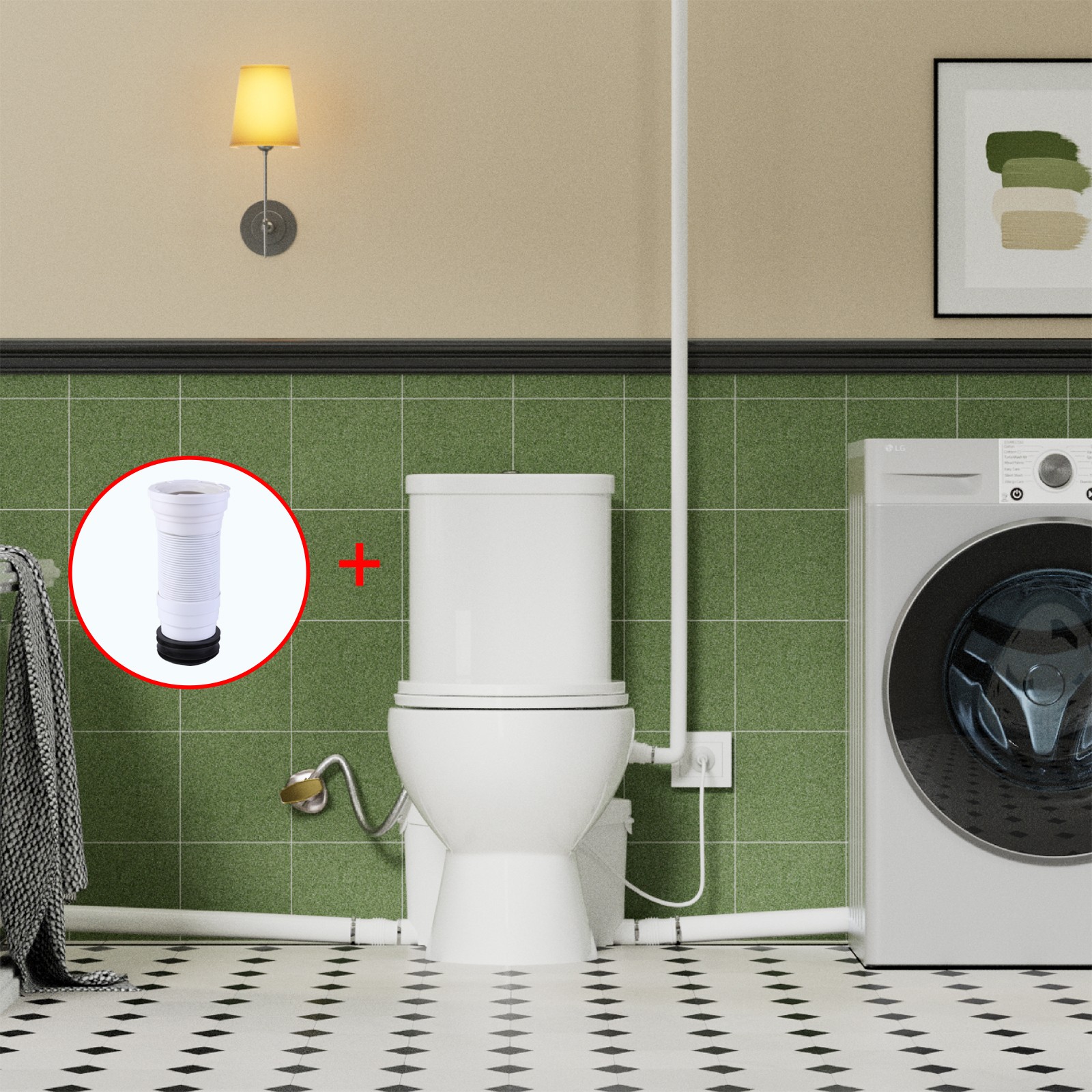 600W Upflush Macerating Toilet System Dual Flush 1/1.6GPF w/ Pump for Basement