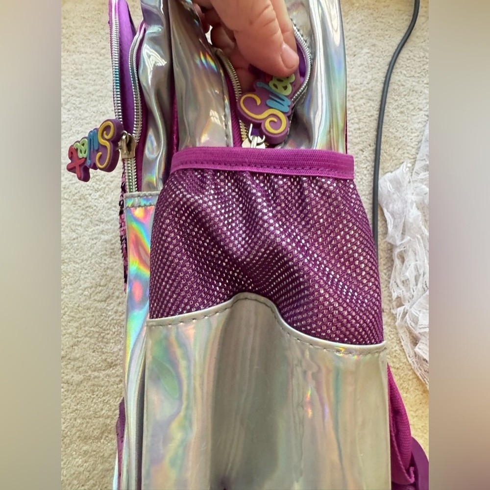 Unicorn Sequin Kids Backpack - Purple and Silver