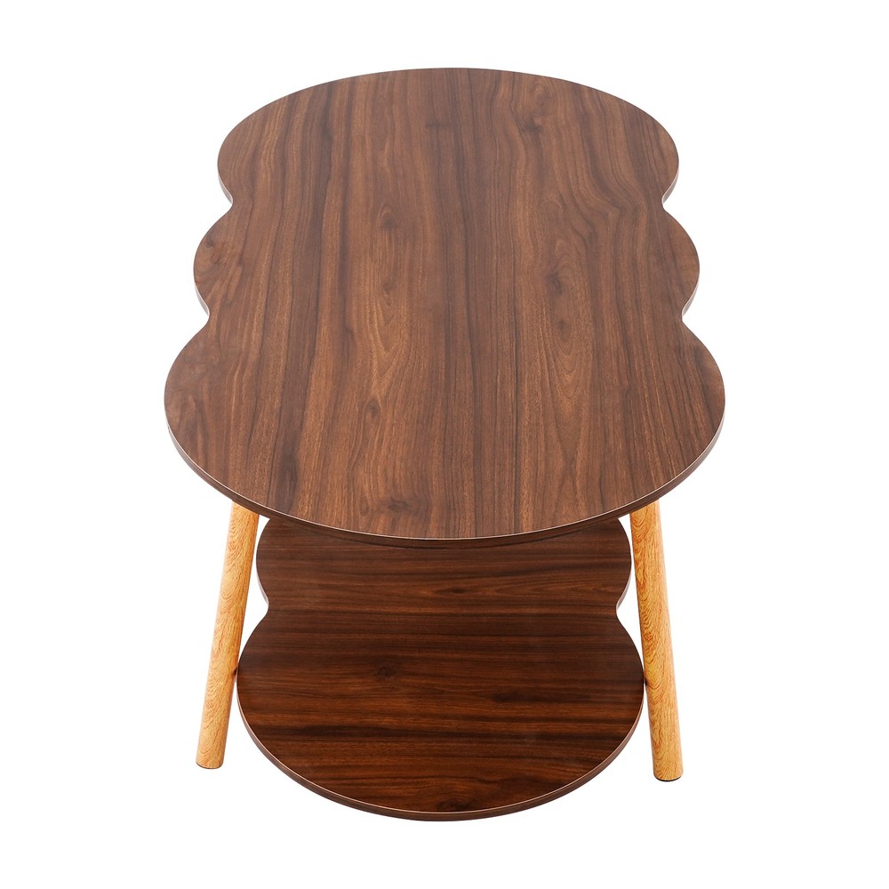 2 Tier Cloud-shaped Sofa Table Modern Coffee Table End Table for Home Office