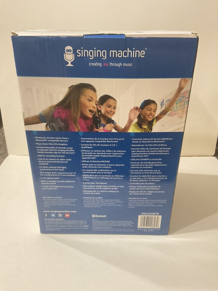 Singing Machine SML625BTW Bluetooth Karaoke System - White