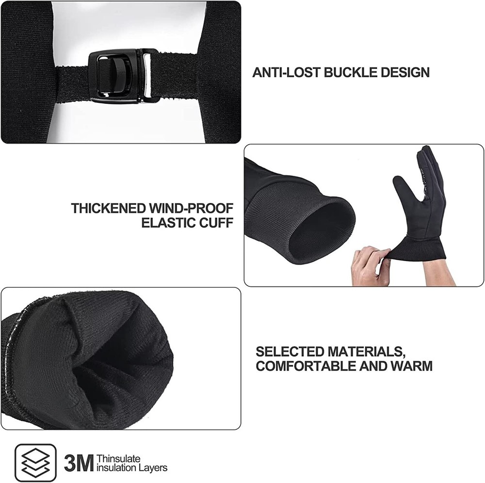 Winter Gloves Men Touchscreen Waterproof, Womens Gloves Windproof (Size:L)