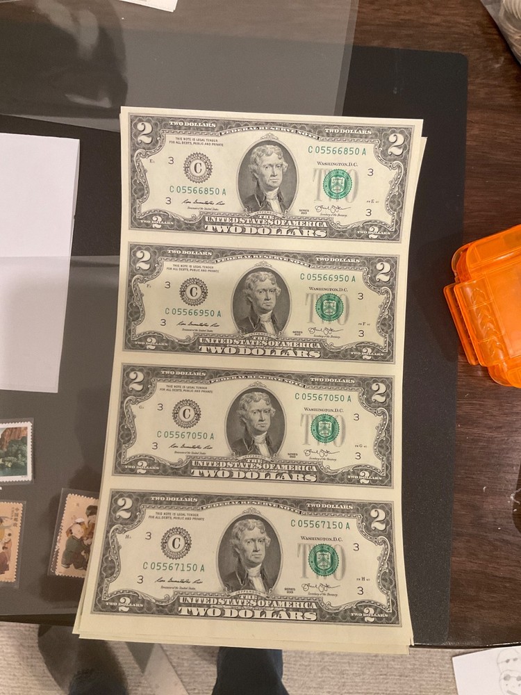 2 Dollar 4 Note Sheet  2013 Face Value $8