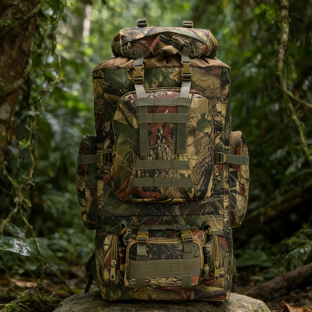 100L Camping Hiking Backpack, Waterproof Tactical MOLLE Rucksack