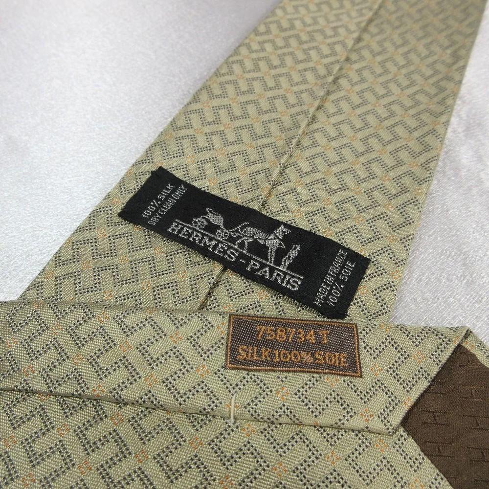 Hermes H pattern silk tie