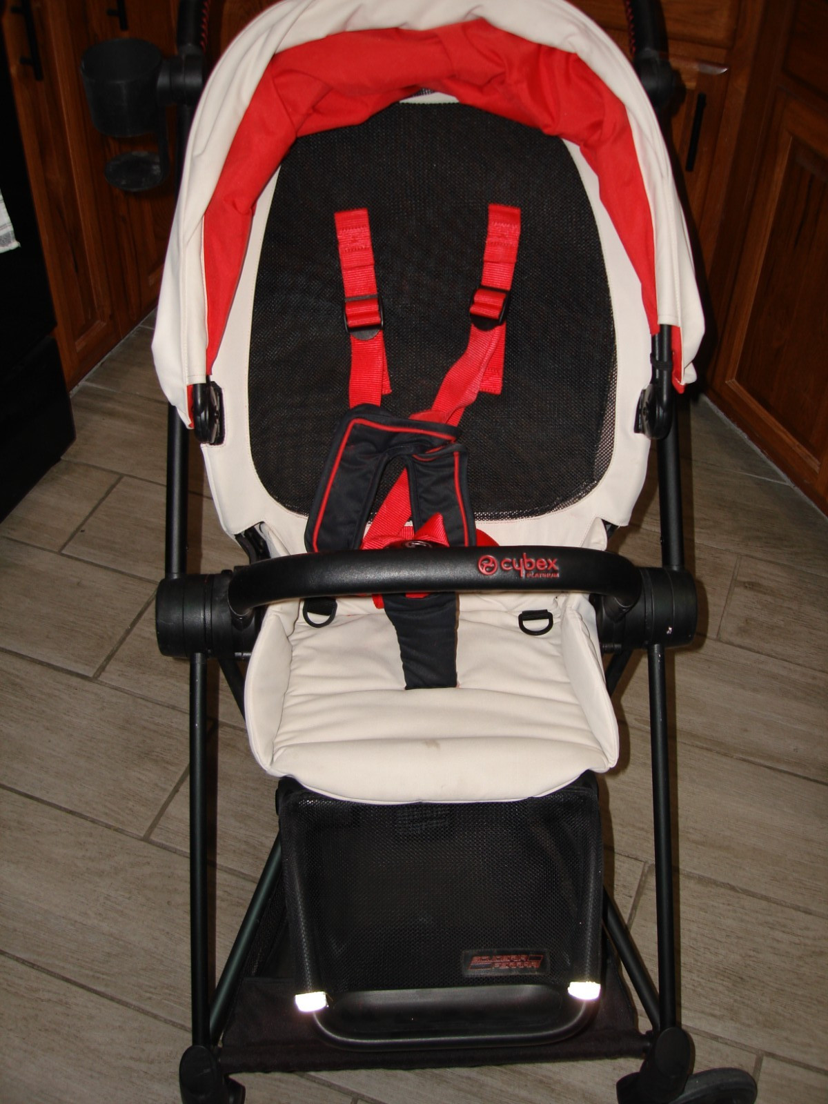 Cybex Platinum MIOS FERRARI Stroller Creme, Red, Black EUC