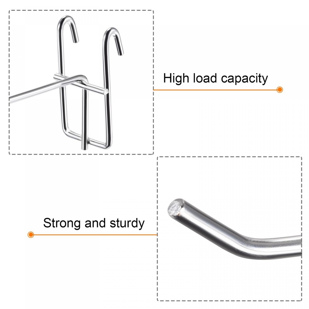 12Pcs Grid Wall Display Hooks Store Storage Wall Organizers 8 Inch Silver