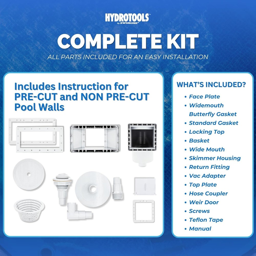 Efficient Pool Skimmer Kit with Wide Mouth Design and Durable ABS Construction