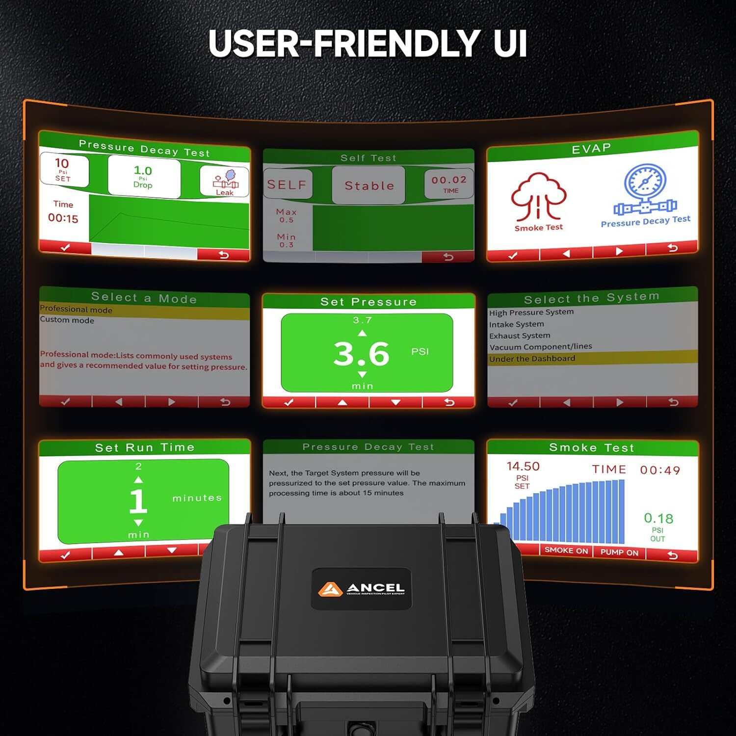 Color LCD Screen EVAP Smoke Machine Leak Detector Turbo System Built-in Air Pump