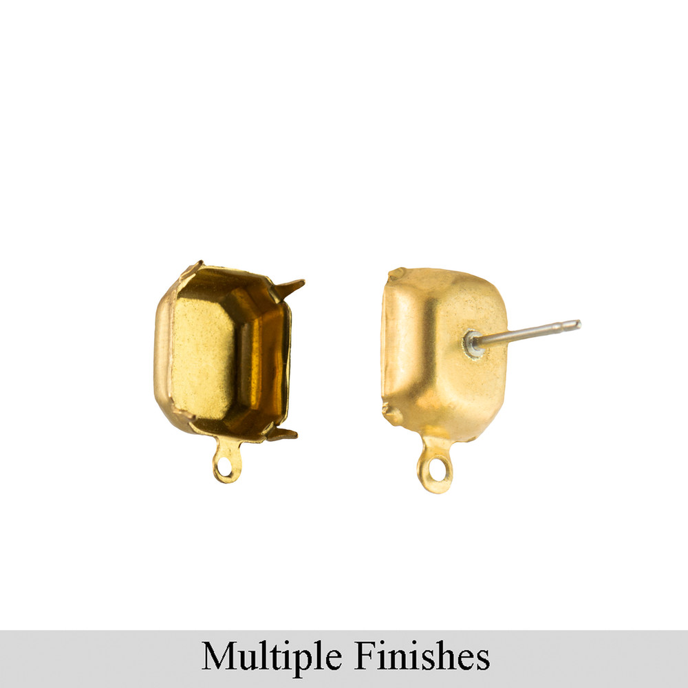 10x8mm Octagon 1 Loop Closed Back Settings with Post (6)
