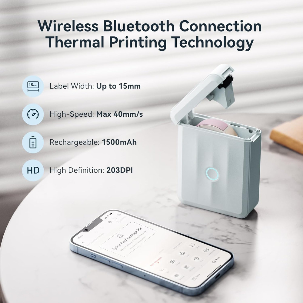 D110 Upgraded Version Mini Label Maker Machine with Tape, Portable Bluetooth The