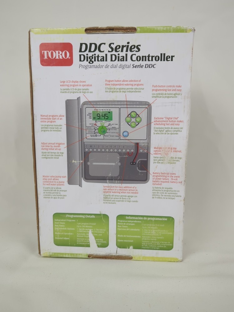 TORO 53808 DDC-8 ID OD Controller Timer Digital Dial 8 Zone Sprinkler Box
