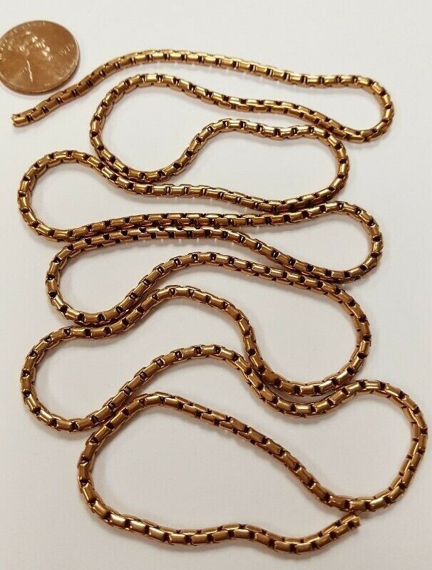 3 FEET VINTAGE SOLID BRASS ROUNDED SNAKE FANCY TUBE LINK 2.5mm. WIDE CHAIN D399
