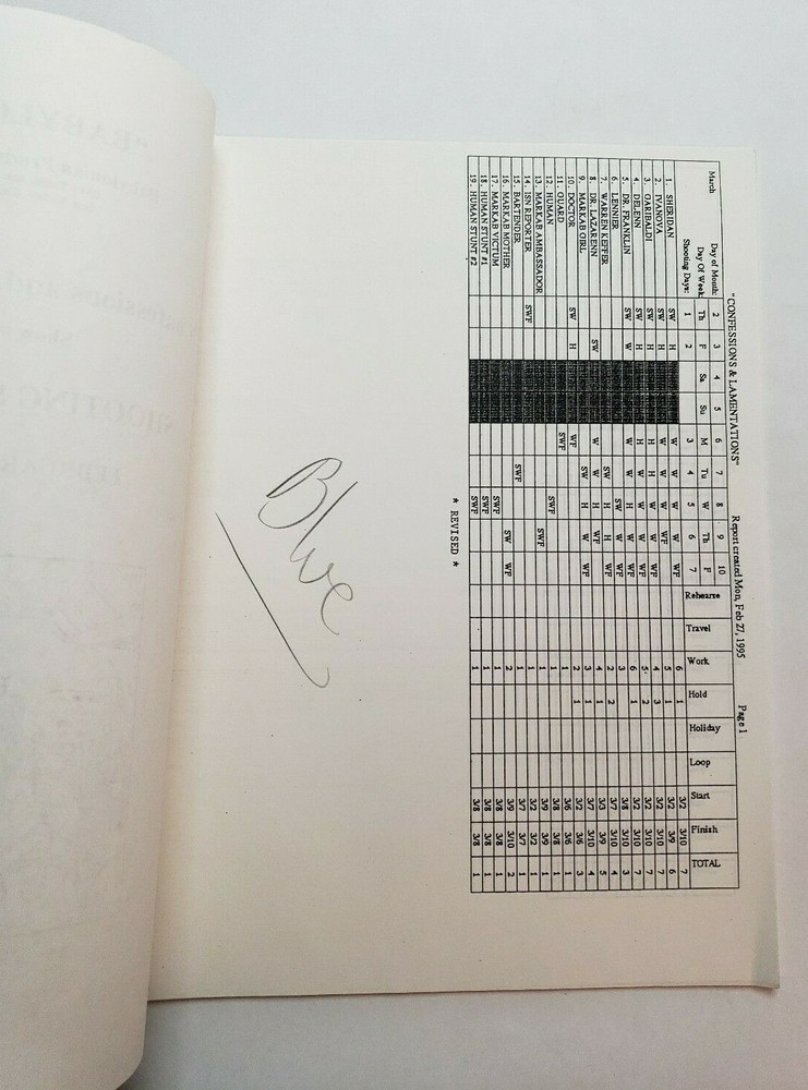 BABYLON 5 / J. Michael Straczynski 1995 TV Script "Confessions and Lamentations"