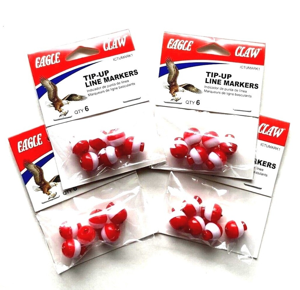 4 PACKS Eagle Claw Tip-Up Line Markers 6-Count Package #ICTUMARK1