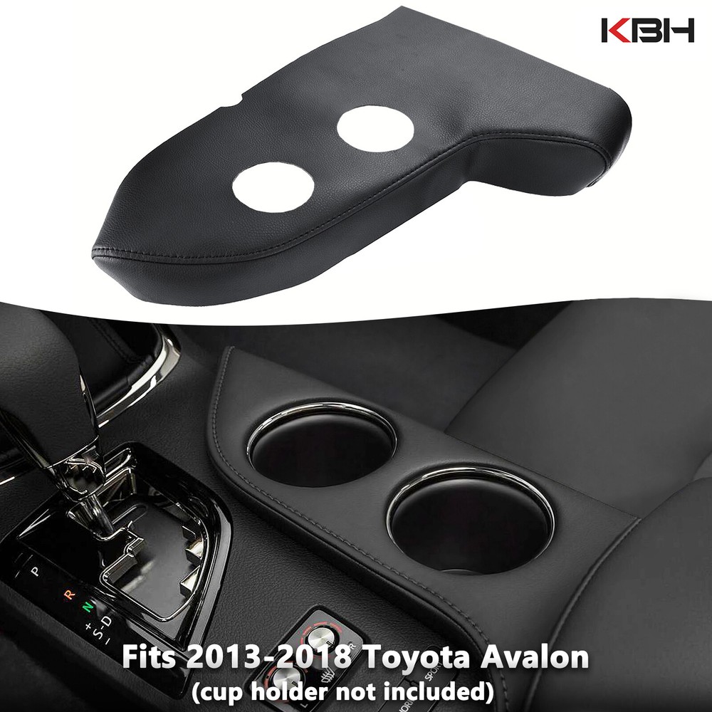 Black Leather Cup Holder Panel Cover Replace Trim For 2013-2018 Toyota Avalon