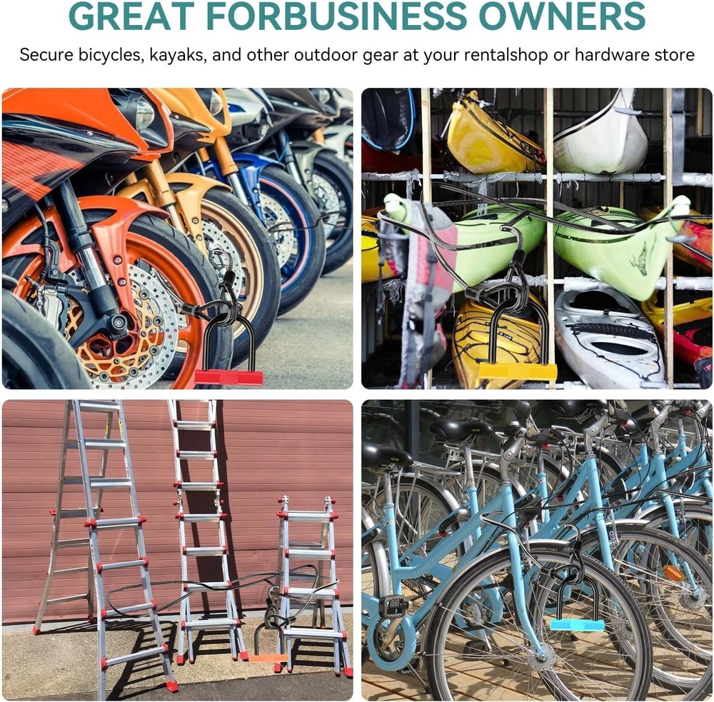 Heavy Duty Security Cable, Commercial Security Cable with Loops, Locking Cabl...