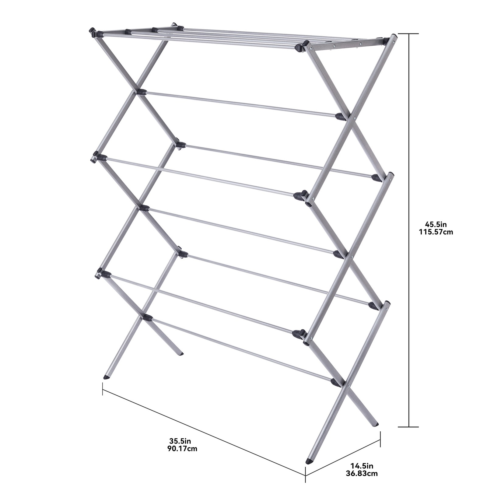 Oversized Collapsible Steel Clothes Drying Rack, Silver