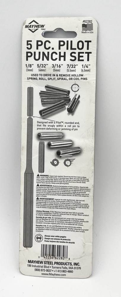 Mayhew Tools 5pc Pilot Punch Set #62282 USA