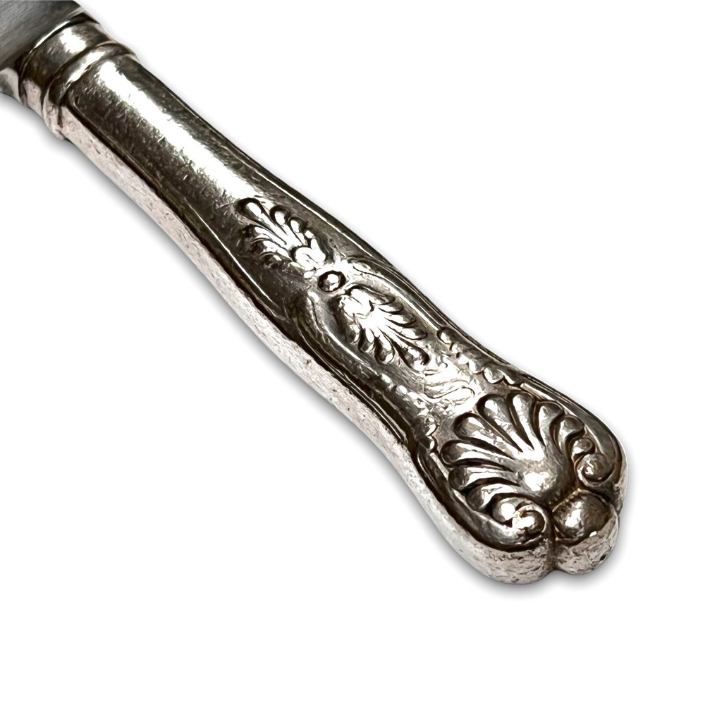 Kings Silver Plate Dinner Knife Flatware Glossy Shell Tip 8 3/8