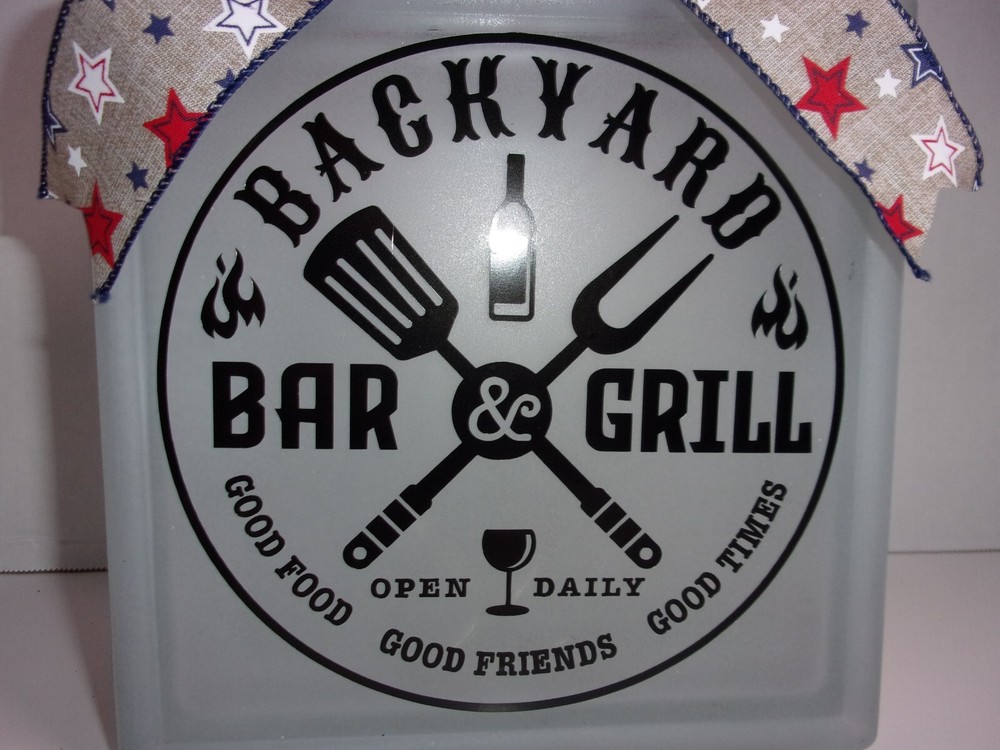 Backyard Bar & Grill Lighted Glass Block