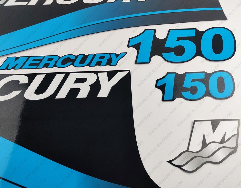 Mercury 150hp XR6 outboard engine decals BLUE sticker set