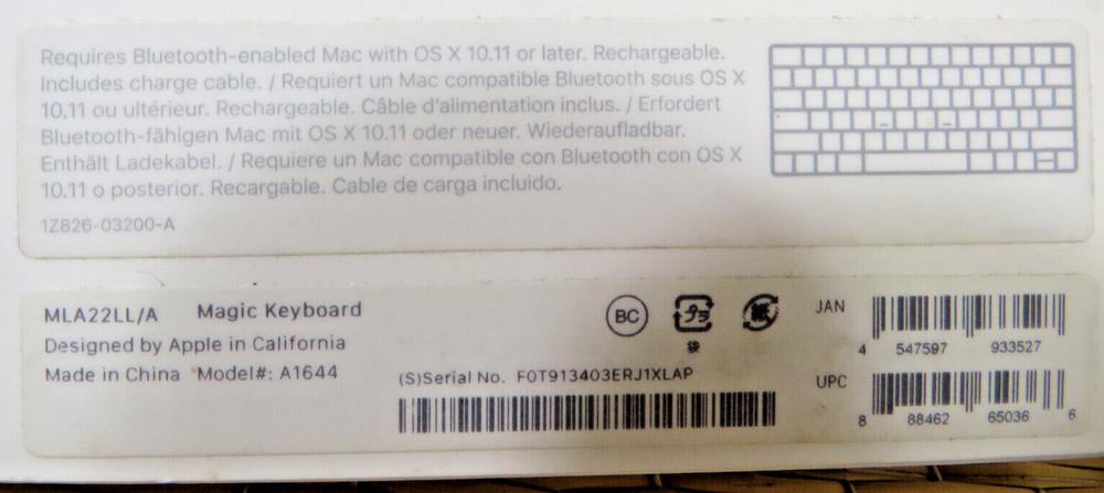 Apple Wireless Keyboard 2 A1644
