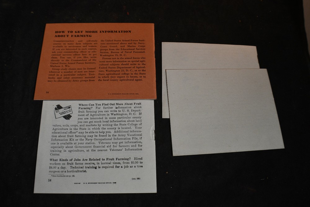 WW2 Shall I be a Farmer Brochures for Military Veterans *Fruit*Pecans*Walnuts*