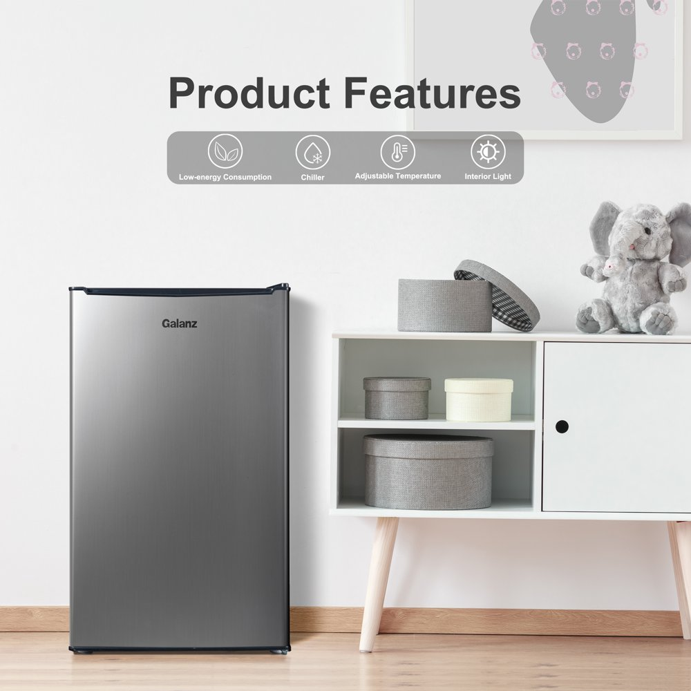 3.3 Cu Ft Compact Mini Fridge, Chiller Compartment, Reversible Door, Estar, NEW
