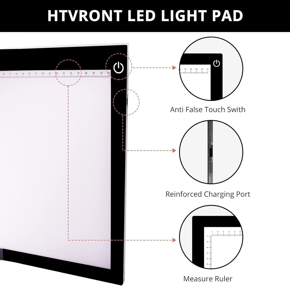 A4 Ultra-Thin LED Light Pad with Adjustable Brightness for Drawing and Tracing