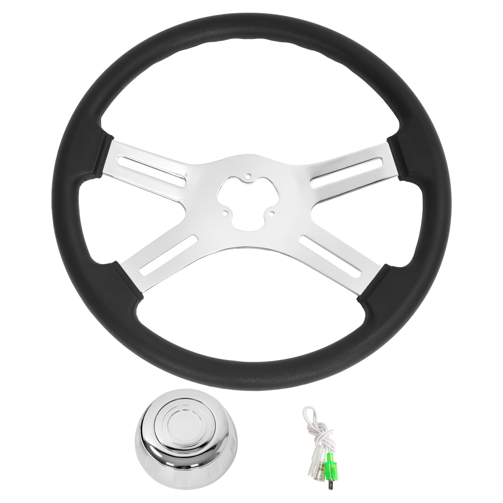 4 Spoke Steering Wheel 18" Black For Freightliner/ Kenworth/ Peterbilt/ Volvo