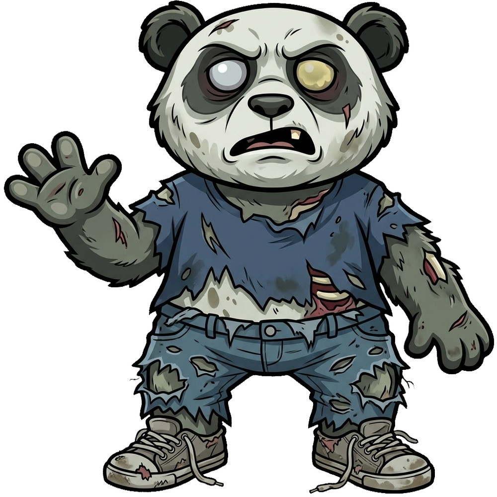 30 Custom Zombie Panda Bear Personalized Address Labels