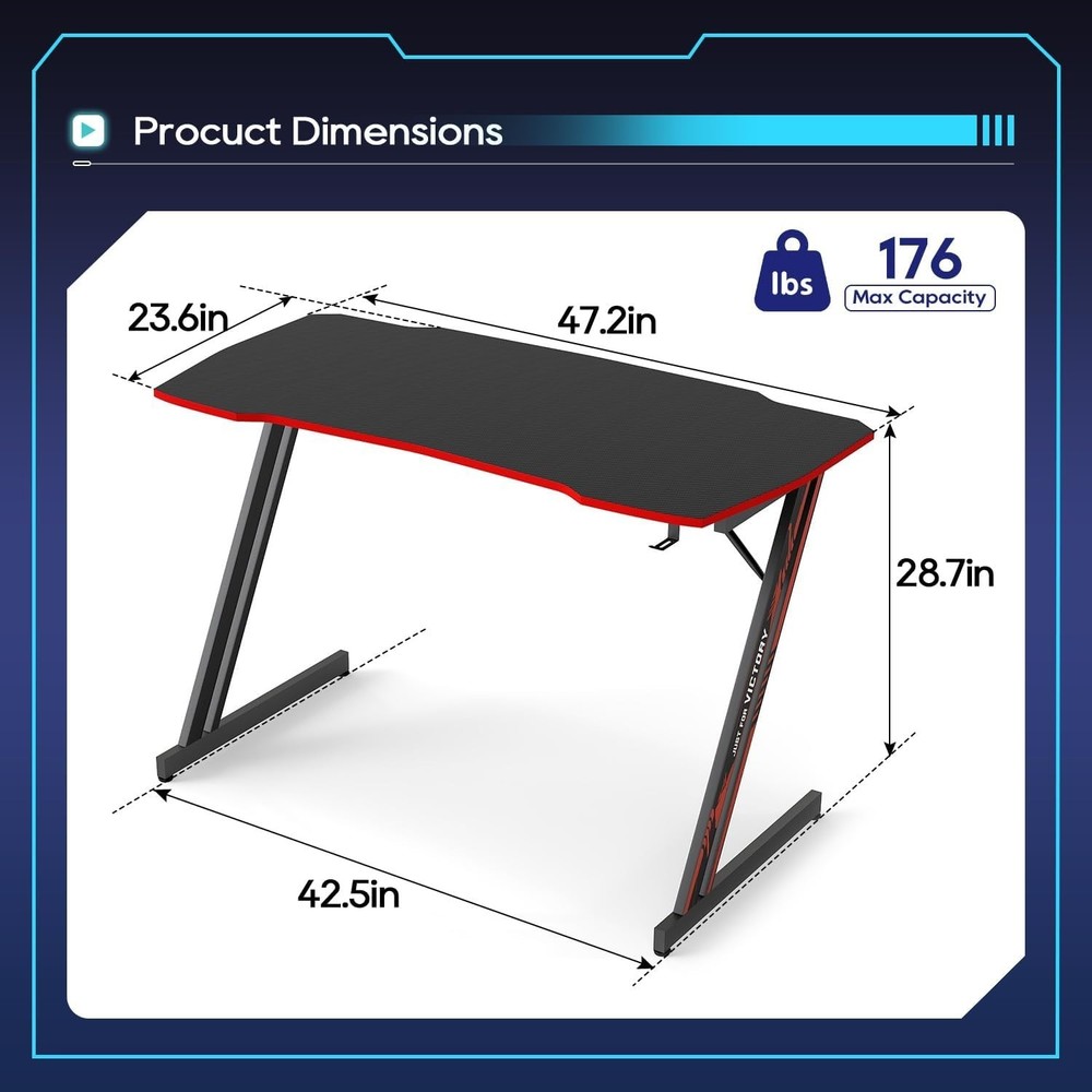 Gmaing Desk Z Shaped 47 inch PC Computer Desk Computer Workstation Ergonomic