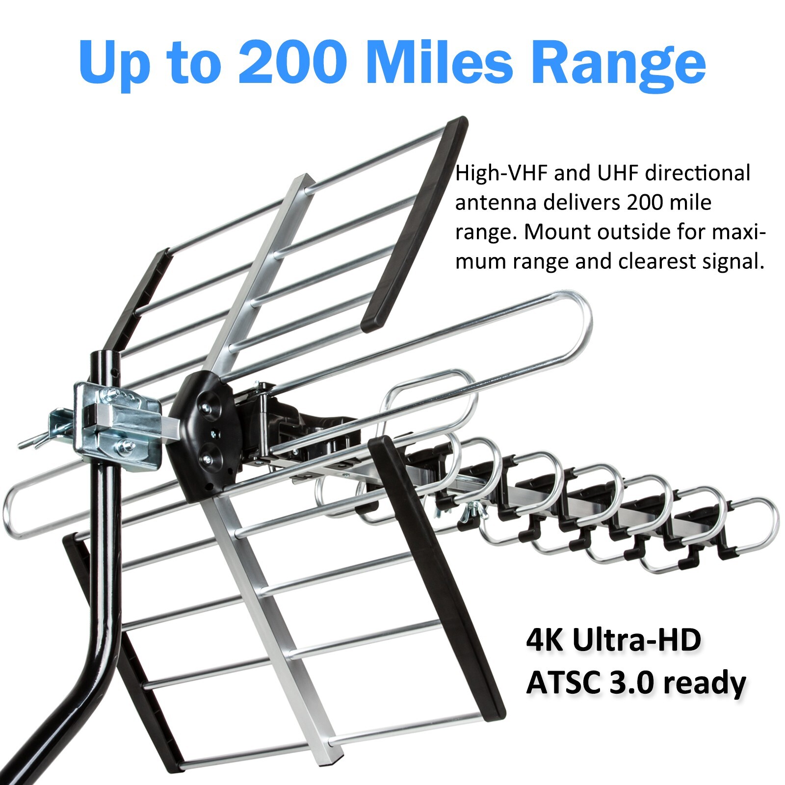Newly upgraded VHF UHF 4K HDTV Antenna Outdoor 300 Miles Mounting Kit Included