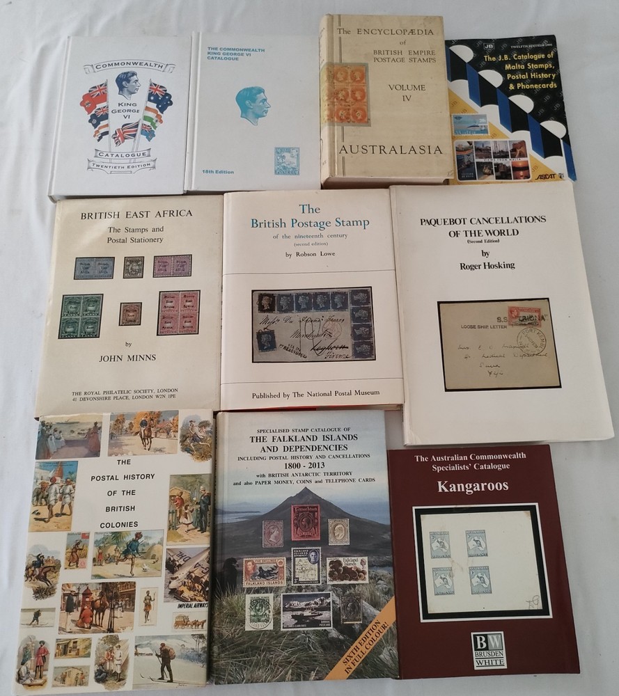 Collection of 10 Philatelic Stamp Collecting Catalouges & Reference books