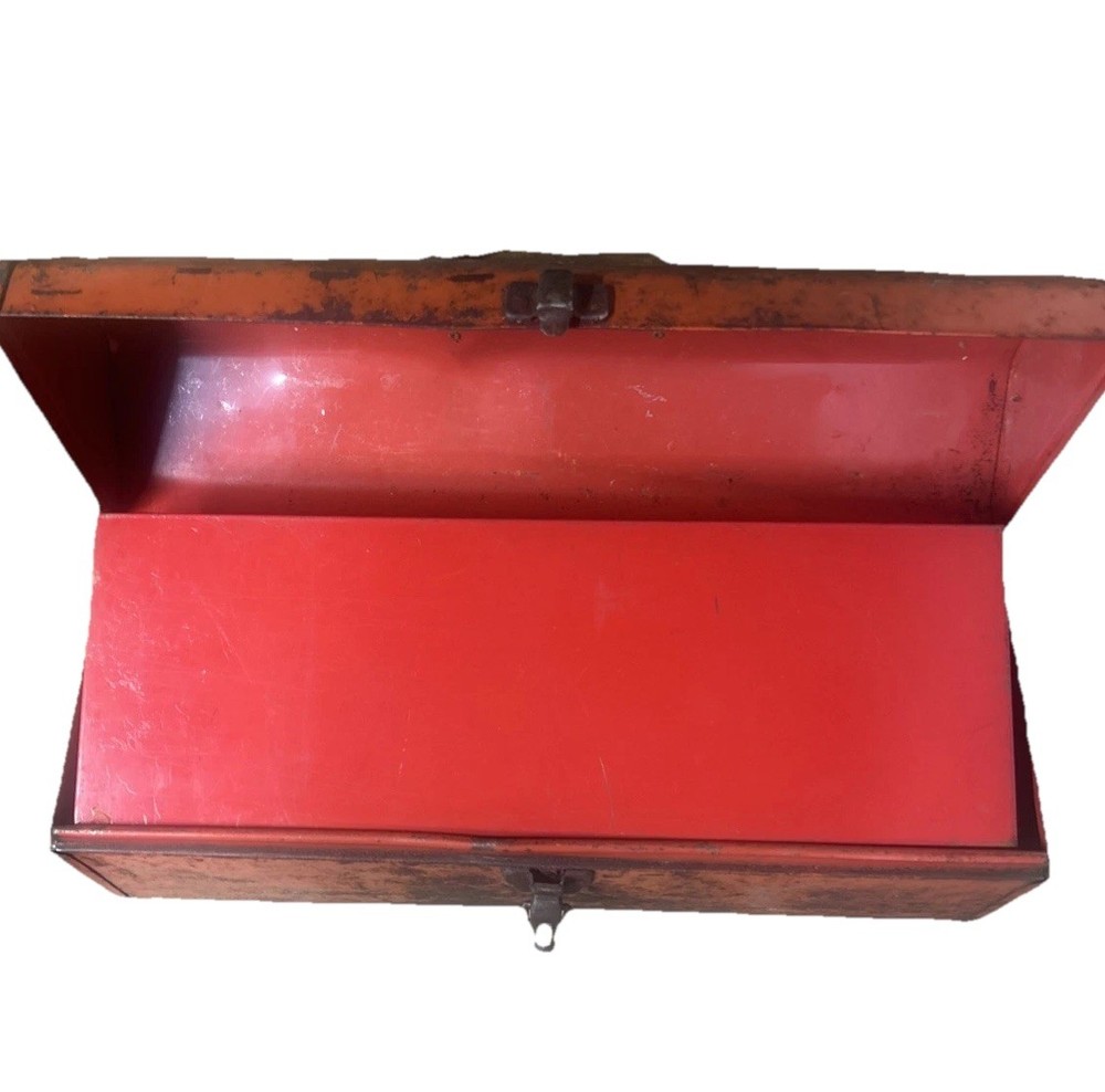 Tool Box CRAFTSMAN Red Metal & Lockable, Top Handle Plus Carrying Tray Inside